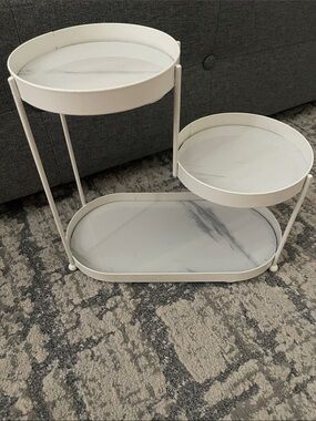 White Marble-Pattern 3-Tier Vanity Tray Organizer